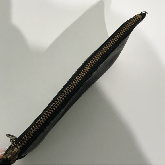 Vintage 80s COACH 7170 Black Leather Stripe Lining Skinny Case Wallet Zip Pouch - Picture 13 of 16